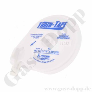 PTFE Band - THRED- TAPE - Teflon Dichtband - dichtet Gewinde bis 1400 bar - Breite  4,7 mm (3/16") - Länge 45,7 m (50 Yard)