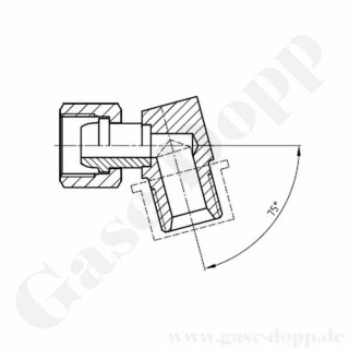 Winkelanschluss 75° - G 1/2" LH AG x G 1/2 LH IG ÜM -  PN 64 - für MR400 MR60 - GCE 9458330