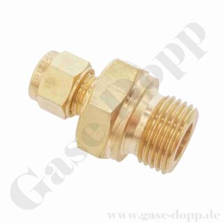 Einschraubverschraubung - RVS 6 mm x G 1/2" AG - Doppelklemmring Rohrverschraubung (RVS) metrisch auf zölliges Außengewinde BSPP (G) AG - Messing - HAM-LET