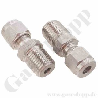 Einschraubverschraubung - RVS 8 mm x 1/8" NPT AG - Doppelklemmring Rohrverschraubung (RVS) metrisch auf NPT Außengewinde AG - Edelstahl - HAM-LET