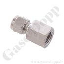 Aufschraubverschraubung gerade - RVS 4 mm x 1/8" NPT IG - Doppelklemmring Rohrverschraubung (RVS) metrisch auf NPT Innengewinde IG - Edelstahl - HAM-LET