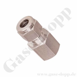 Aufschraubverschraubung gerade - RVS 8 mm x 1/4" NPT IG - Doppelklemmring Rohrverschraubung (RVS) metrisch auf NPT Innengewinde IG - Edelstahl - HAM-LET