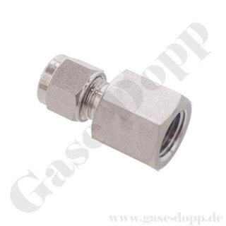 Aufschraubverschraubung gerade - RVS 6 mm x 3/8" NPT IG - Doppelklemmring Rohrverschraubung (RVS) metrisch auf NPT Innengewinde IG - Edelstahl - HAM-LET