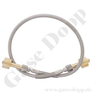 Edelstahlwellschlauch DN6 300 bar - beidseitig DIN477-5 Nr.59 -W30x2" RH IG &Uuml;M R&auml;ndelmutter Messing - Sauerstoff - L&auml;nge 1m