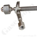 Edelstahlwellschlauch DN6 200 bar - DIN 477-1 Nr.9 - G 3/4" IG ÜM x 1/4" NPT IG - Sechskantanschluss - Anschlüsse Edelstahl verschweißt - Sauerstoff - ohne Fangseil - Gasreinheit 6.0 - Länge 1,0 m
