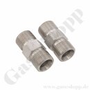 Doppelnippel G 3/8" RH AG x G 3/8" LH AG - L&auml;nge 23 mm - SW 17 - 60 bar - Edelstahl 14408