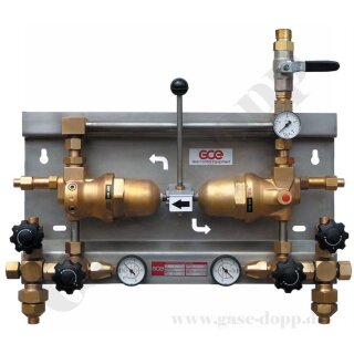 Entspannungsstation Druckregelstation MS400 CG - 300 / 200 bar - 20 bar fest eingestellt - Sauerstoff Inertgas Stickstoff Argon Helium - halbautomatischer Umsschaltung - mit Kontaktmanometer - Nennleistung 250 m³/h Qmax: 400 m³/h - GCE 0768164