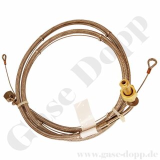 Edelstahlwellschlauch DN6 200 bar - DIN 477-1 Nr.10 - W24,32 x 1/14" IG ÜM x W21,8x1/14" IG ÜM - Sechskantanschluss - Stickstoff - mit Fangleine - Gasreinheit 6.0 - Länge 2,5 m GCE F2771009