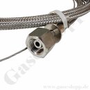 Edelstahlwellschlauch DN6 200 bar - DIN 477-1 Nr.10 - W24,32 x 1/14" IG ÜM x W21,8x1/14" IG ÜM - Sechskantanschluss - Stickstoff - mit Fangleine - Gasreinheit 6.0 - Länge 2,5 m GCE F2771009