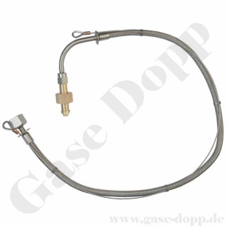 Edelstahlwellschlauch 300 bar Inertgas Helium Argon CO2 Stickstoff - Anschlüsse DIN 477-5 Nr.54 - W30x2 + W21,8x1/14" - mit Sicherheitsfangleine - DN6 - Länge 1,0 m - GCE F27711009