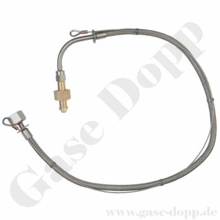 Edelstahlwellschlauch DN6 300 bar Inertgas Helium Argon CO2 Stickstoff - Anschlüsse DIN 477-5 Nr.54 - W30x2 + W21,8x1/14" - mit Sicherheitsfangleine - Länge 1,0 m - GCE F27711009