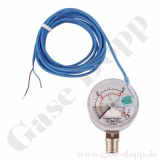 Kontaktmanometer 0 - 25 bar - G 1/4" AG - Ø 63 mm - Edelstahl - mit Induktivkontakt - Typ Ki 63-40 GCE 24037010 u.a. für UC 500 Acetylen