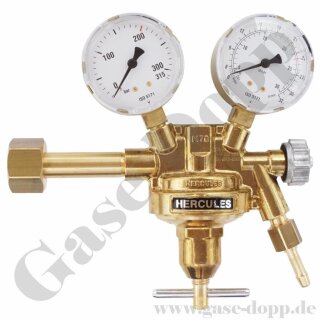 Argon CO2 Druckminderer 200 bar / 0 - 32/30 l/min mit UNITOR Flaschenanschluss W24,32x1/14" - HERCULES CK1201U