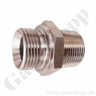 Doppelnippel G 1" x 1" NPT - Gewindenippel G 1“-11 AG x 1“-11,5 NPT AG - 400 bar - Edelstahl