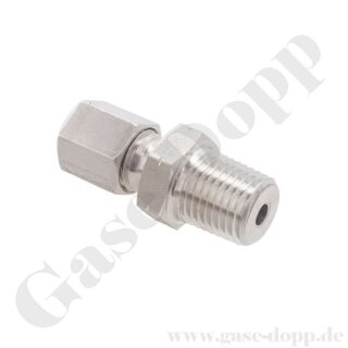 Einschraubverschraubung - RVS 6 mm x 1/4" NPT AG - f&uuml;r 6 mm Rohr L6 Schneidringverschraubung - 315 bar - Edelstahl
