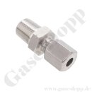 Einschraubverschraubung - RVS 6 mm x 1/4" NPT AG - f&uuml;r 6 mm Rohr L6 Schneidringverschraubung - 315 bar - Edelstahl