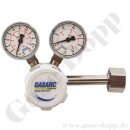 Flaschendruckminderer Helium 200 bar 1-stufig bis 50 bar regelbar - Anschluss W21,8x1/14" DIN 477-1 Nr.6 - Ausgang 1/4" NPT IG - Messing vernickelt 6.0 - GASARC SPEC MASTER HPS621