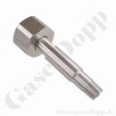 Flaschenanschluss DIN 477-1 Nr.8 - W 1" x 1/4" NPT AG - Chlor / Stickstoffmonoxid 200 bar - Sechskantanschluss - Länge 84 mm - Edelstahl