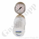 Reinstgas 4.5 Leitungsdruckminderer 60 bar - bis 1,5 bar regelbar - 1-stufig - IN/ OUT 1/4" NPT IG -PTFE - Messing - GASARC TECH MASTER GPL400
