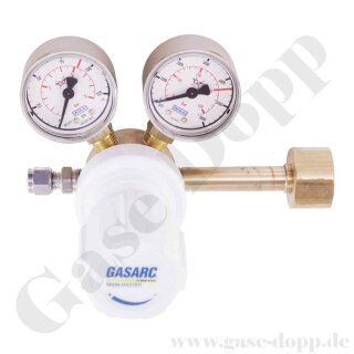 Flaschendruckminderer Helium 4.6 300 bar - bis 3,5 bar regelbar- 1-stufig - Messing - Ausgang ohne Ventil KRV 6mm - GASARC TECH MASTER GPS400