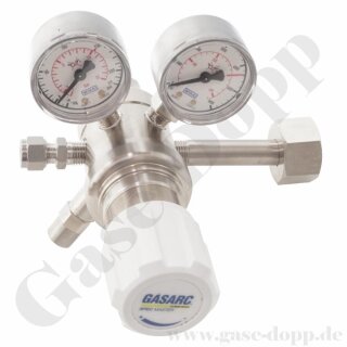 Flaschendruckminderer Stickstoff 6.0 200 bar - bis 3,5 bar regelbar- 2-stufig - Messing vernickelt - Ausgang ohne Ventil KRV 1/4" - GASARC SPEC MASTER HPT601