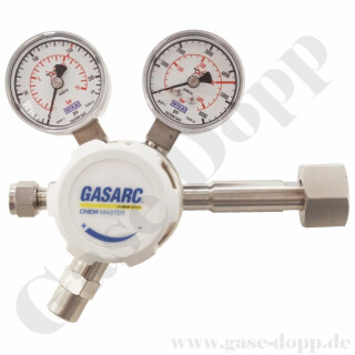 Flaschendruckminderer Stickstoff 200 bar 1-stufig bis 1,5 bar regelbar - Anschluss W24,32x1/14" DIN 477-1 Nr.10 - Ausgang KRV 6 mm - Edelstahl 6.0 - GASARC CHEM MASTER SGS600