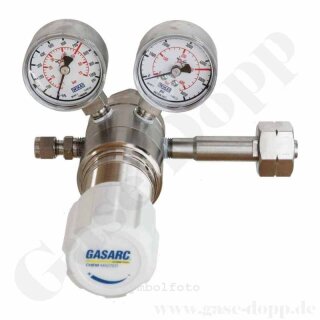 Flaschendruckminderer Wasserstoff 6.0 300 bar - bis 20 bar regelbar - 2-stufig - Edelstahl - Ausgang KRV 6mm - GASARC CHEM MASTER SGT621