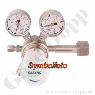 Flaschendruckminderer Wasserstoff 200 bar 1-stufig bis 50 bar regelbar - Anschluss W21,8x1/14" LH DIN 477-1 Nr.1 - Ausgang 6 mm KRV - FKM - Edelstahl 6.0 - GASARC CHEM MASTER SGS621