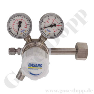 Flaschendruckminderer Sauerstoff synthetische Luft 200 bar 1-stufig bis 10 bar regelbar - Anschluss G 3/4" DIN 477-1 Nr.9 - Ausgang 6 mm KRV - Messing vernickelt 6.0 - GASARC SPEC MASTER HPS600