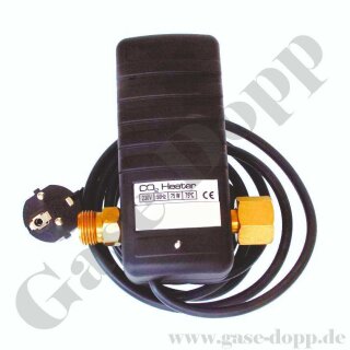 Gasvorwärmgerät für CO2 Flaschen 75 W max 200 bar IN / OUT W21,8x1/14" - geeignet für Lebensmittel CO2