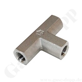 T-Stück 1/8" NPT - IG-IG-IG - T-Muffe 3 x 1/8" NPT IG - 448 bar - Edelstahl