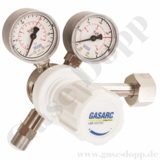 Flaschendruckminderer Sauerstoff synthetische Luft 200 bar 1-stufig bis 10 bar regelbar - Anschluss G 3/4" DIN 477-1 Nr.9 - Ausgang 1/4" NPT IG - Messing vernickelt 5.0 - GASARC LAP MASTER LGS501