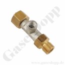 Adapter T-Stück W21,8x1/14" AG x G 1/4" x W21,8x1/14" IG ÜM Sechskantanschluss - u.a. für Drucksensoren Prüfmanometer - Messing / Stahl verzinkt