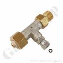 Adapter T-Stück W24,32x1/14" AG x G 1/2" x W24,32x1/14" IG - mit G 1/2" Manometerverschraubung u.a. für Manometer Drucksensoren