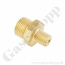 Doppelnippel W21,8x1/14" AG x 1/4" NPT AG - Adapter Helium Argon CO2 DIN 477-1 Nr.6 - 200 bar - Messing