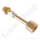 Adapter CGA-350 x DIN 477-1 Nr.14 - 0.825" 14 NGO IG x M19x1,5 LH AG - Länge 130 mm - Messing - 200 bar -  CGA350 Wasserstoff Methan / DIN 477-1 Nr.14 Prüfgas