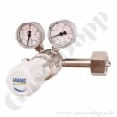 Flaschendruckminderer Helium 300 bar 1-stufig bis 100 bar regelbar - Anschluss W30x2" DIN 477-5 Nr.54 - Ausgang 1/4" NPTAG - Messing vernickelt 6.0 - GASARC SPEC MASTER HPS621