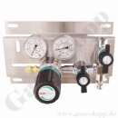 Stationsdruckminderer Entspannungsstation Druckregelstation 5.0 - Sauerstoff Inertgas Stickstoff Argon Helium - bis 14 bar regelbar mit Kontaktmanometer - Eingang Wendel mit W21,8x1/14" DIN 477-1 Nr.6 - Ausgang: 1/4" NPT IG - GCE Druva SMD50024