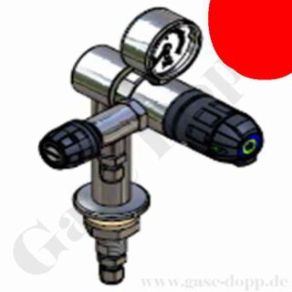 Labor Entnahmedruckminderer auf Standsäule mit Absperr- & Regulierventil - Messing verchromt - max. 40 bar / 0,5 - 10,5 bar regelbar - Eingang G 1/4" IG unten - Ausgang G 1/4" IG - GCE DRUVA EMD310008 TA