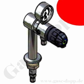 Labor Entnahmedruckminderer auf Standsäule mit Absperrventil - Messing verchromt - max. 40 bar / 0,5 - 10,5 bar regelbar - Eingang G 1/4" IG - Ausgang G 1/4" IG - GCE DRUVA EMD310001