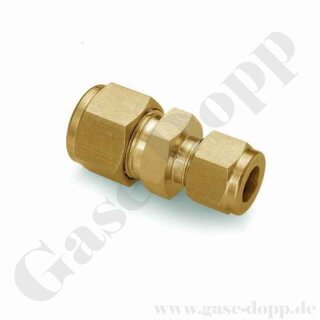 Reduzierverschraubung gerade - RVS 6 mm x RVS 1/4" - Doppelklemmring Rohrverschraubung (RVS) metrisch auf Doppelklemmring Rohrverschraubung (RVS) zöllig - Messing - HAM-LET