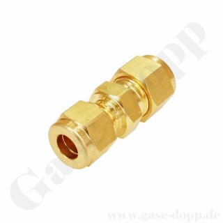 Reduzierverschraubung gerade - RVS 8 mm x RVS 3/8" - Doppelklemmring Rohrverschraubung (RVS) metrisch auf Doppelklemmring Rohrverschraubung (RVS) zöllig - Messing - HAM-LET