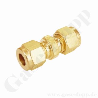 Verschraubung gerade - RVS 8 mm x RVS 8 mm - Doppelklemmring Rohrverschraubung (RVS) metrisch auf Doppelklemmring Rohrverschraubung (RVS) metrisch - Messing - HAM-LET