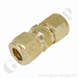 Verschraubung gerade - RVS 12 mm x RVS 12 mm - Doppelklemmring Rohrverschraubung (RVS) metrisch auf Doppelklemmring Rohrverschraubung (RVS) metrisch - Messing - HAM-LET