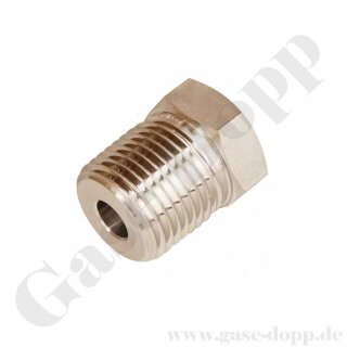 Reduzierung 1/2" NPT AG x 1/8" NPT IG - 448 bar - Edelstahl - Adapter NPT Aussengewinde x NPT Innengewinde