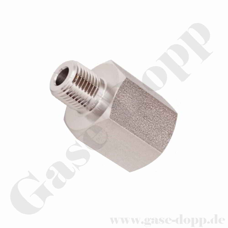 Messing vernickelt G 1/4 AG x G 1/8 IG RIEGLER Reduzierstück lang 