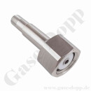 Flaschenanschluss NEN RU4 - W 1" x 1/4" NPT AG - Chlor, Chlorwasserstoff, Schwefeldioxid - Länge 84 mm - 200 bar - Edelstahl spezialgereinigt