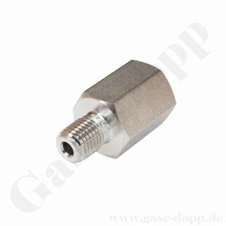 Reduzierung 1/16" NPT AG x 1/8" NPT IG - 448 bar - Edelstahl - Adapter NPT Aussengewinde x NPT Innengewinde