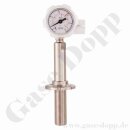 Labor Entnahmedruckminderer auf Standsäule mit integrierten Manometer und Regelventil - Messing vernickelt - max. 60 bar / 0,5 - 10,5 bar regelbar - Eingang NPT 1/4" - Ausgang NPT 1/4" - GASARC