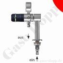 Labor Entnahmedruckminderer auf Standsäule mit Absperrventil - Edelstahl - max. 40 bar / 0,5 - 10,5 bar regelbar - Eingang G 1/4" IG - Ausgang G1/4" IG - GCE DRUVA EMD310001